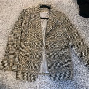 SHIEN Plaid Brown Blazer